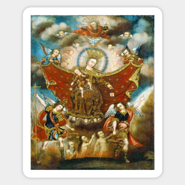 Our Lady of Mt Carmel Virgin Mary St Michael & St Gabriel Scapular Sticker by hispanicworld